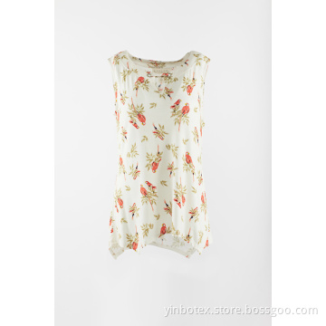 Printed Rayon T shirt with sleeveless